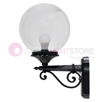 PANAMA Lampada a Parete Applique da Esterno ANTRACITE con sfera globo policarbonato d.25 TRASPARENTE