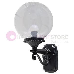 PANAMA Lampada a Parete Applique da Esterno ANTRACITE con sfera globo policarbonato d.25 TRASPARENTE