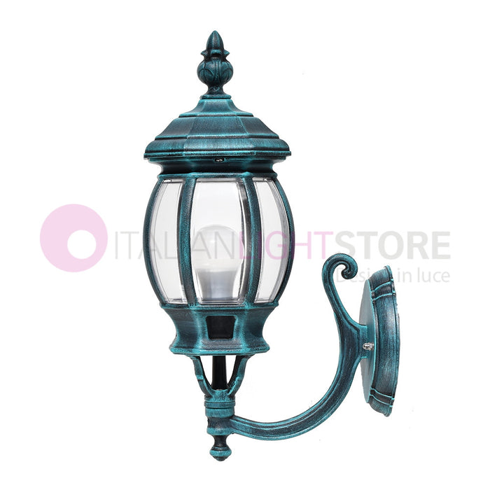 ENEA Lanterna a Parete in Alluminio Lampada per Esterno Classica NERO-VERDE GARDENLIGHT