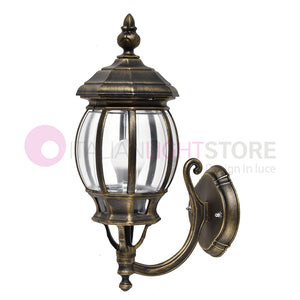 ENEA Lanterna a Parete in Alluminio Lampada per Esterno Classica NERO-ORO GARDENLIGHT