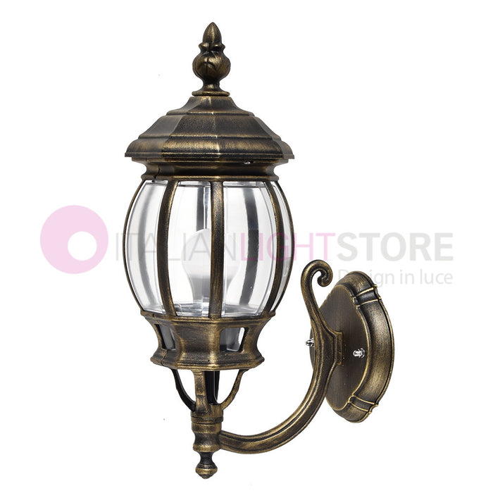ENEA Lanterna a Parete in Alluminio Lampada per Esterno Classica NERO-ORO GARDENLIGHT