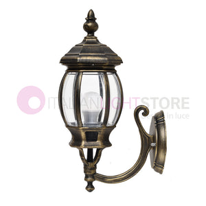 ENEA Lanterna a Parete in Alluminio Lampada per Esterno Classica NERO-ORO GARDENLIGHT