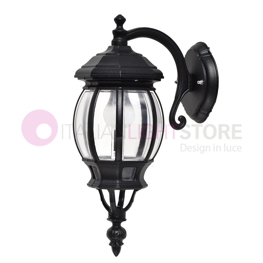 ENEA Applique Lanterna a Parete in Alluminio Applique per Esterno Classica NERO GARDENLIGHT