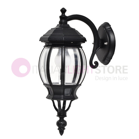 ENEA Applique Lanterna a Parete in Alluminio Applique per Esterno Classica NERO GARDENLIGHT