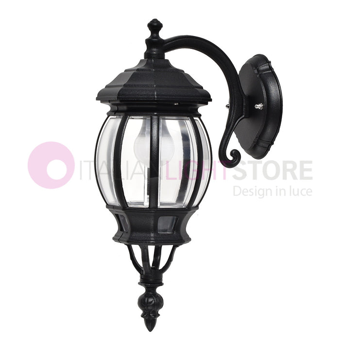 ENEA Applique Lanterna a Parete in Alluminio Applique per Esterno Classica NERO GARDENLIGHT