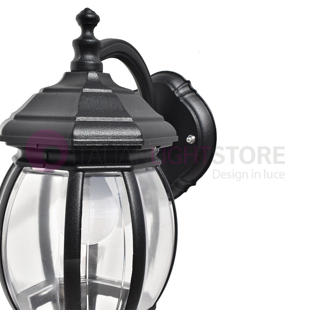 ENEA Applique Lanterna a Parete in Alluminio Applique per Esterno Classica NERO GARDENLIGHT