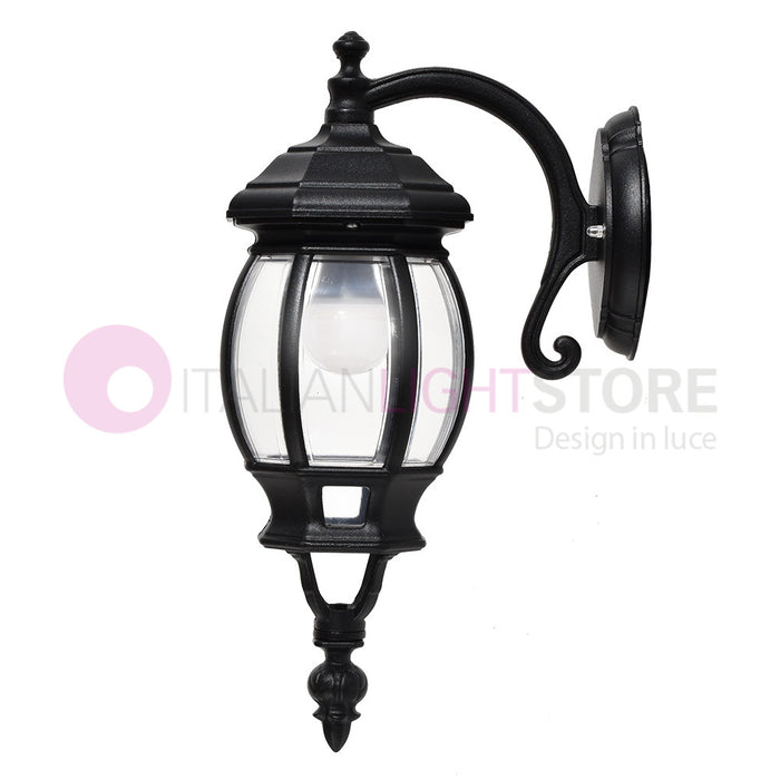 ENEA Applique Lanterna a Parete in Alluminio Applique per Esterno Classica NERO GARDENLIGHT