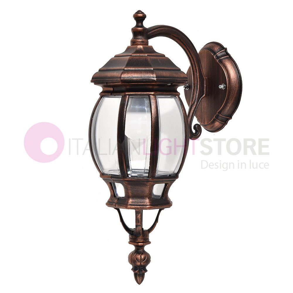 ENEA Applique Lanterna a Parete in Alluminio per Esterno Classica NERO-RAME GARDENLIGHT