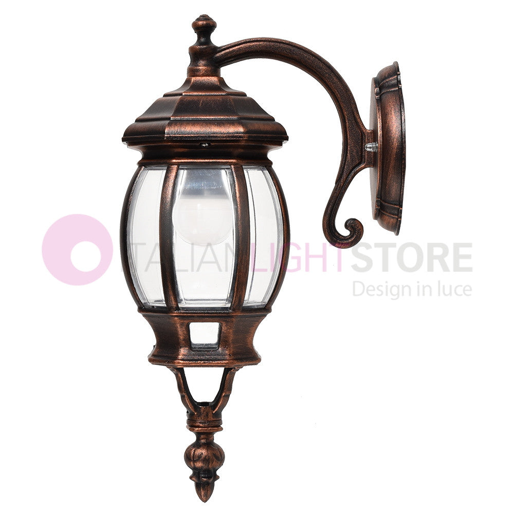 ENEA Applique Lanterna a Parete in Alluminio per Esterno Classica NERO-RAME GARDENLIGHT