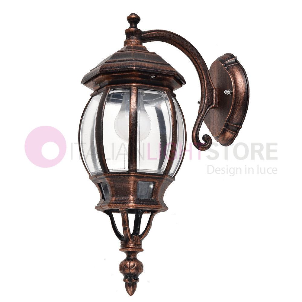 ENEA Applique Lanterna a Parete in Alluminio per Esterno Classica NERO-RAME GARDENLIGHT