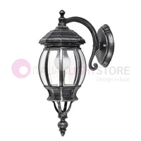 ENEA Applique Lanterna a Parete in Alluminio per Esterno Classica NERO-ARGENTO GARDENLIGHT