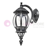 ENEA Applique Lanterna a Parete in Alluminio per Esterno Classica NERO-ARGENTO GARDENLIGHT