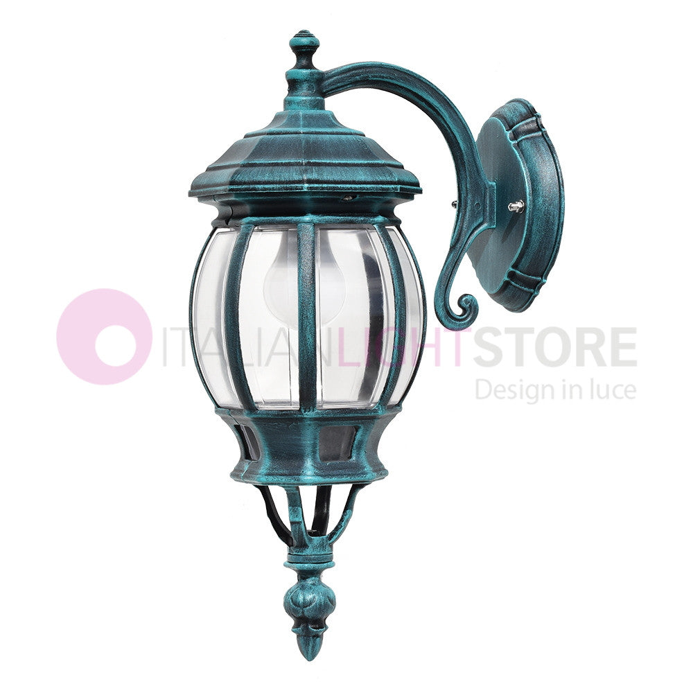 ENEA Applique Lanterna a Parete in Alluminio per Esterno Classica NERO-VERDE GARDENLIGHT