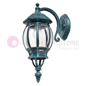 ENEA Applique Lanterna a Parete in Alluminio per Esterno Classica NERO-VERDE GARDENLIGHT