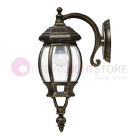 ENEA Applique Lanterna a Parete in Alluminio per Esterno Classica NERO-ORO GARDENLIGHT