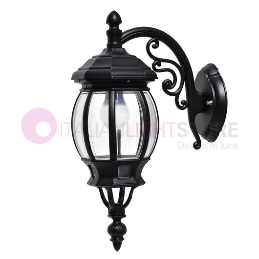 ENEA Applique Lanterna a Parete in Alluminio Applique per Esterno Classica NERO GARDENLIGHT