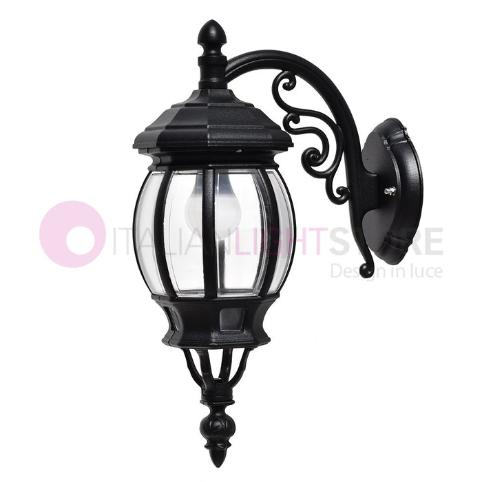 ENEA Applique Lanterna a Parete in Alluminio Applique per Esterno Classica NERO GARDENLIGHT
