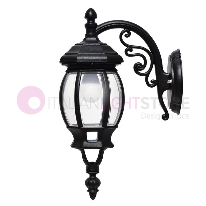 ENEA Applique Lanterna a Parete in Alluminio Applique per Esterno Classica NERO GARDENLIGHT
