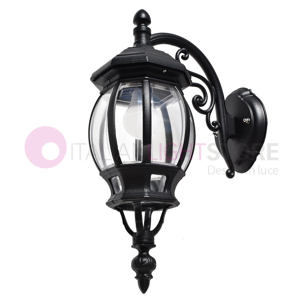 ENEA Applique Lanterna a Parete in Alluminio Applique per Esterno Classica NERO GARDENLIGHT