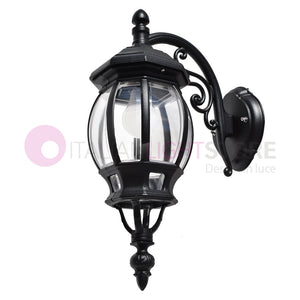 ENEA Applique Lanterna a Parete in Alluminio Applique per Esterno Classica NERO GARDENLIGHT
