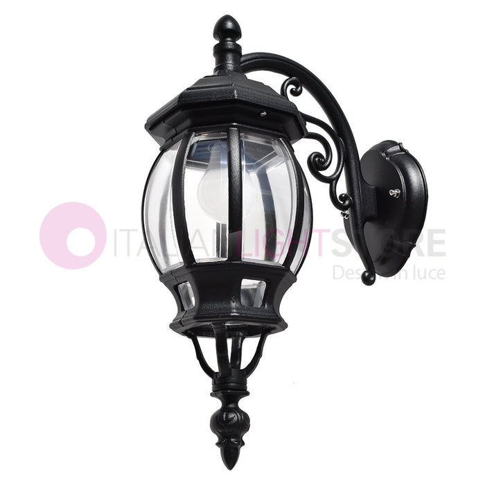 ENEA Applique Lanterna a Parete in Alluminio Applique per Esterno Classica NERO GARDENLIGHT