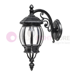 ENEA Applique Lanterna a Parete in Alluminio Applique per Esterno Classica NERO-ARGENTO GARDENLIGHT