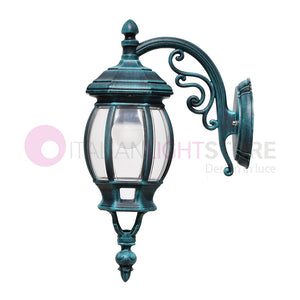 ENEA Applique Lanterna a Parete in Alluminio Applique per Esterno Classica NERO-VERDE GARDENLIGHT