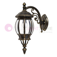 ENEA Applique Lanterna a Parete in Alluminio Applique per Esterno Classica NERO-ORO GARDENLIGHT