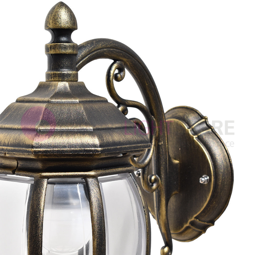 ENEA Applique Lanterna a Parete in Alluminio Applique per Esterno Classica NERO-ORO GARDENLIGHT