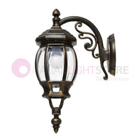 ENEA Applique Lanterna a Parete in Alluminio Applique per Esterno Classica NERO-ORO GARDENLIGHT