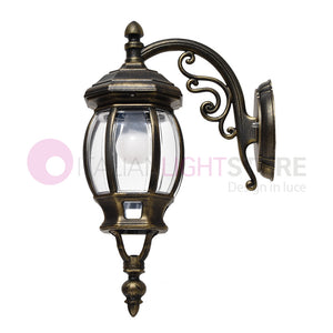 ENEA Applique Lanterna a Parete in Alluminio Applique per Esterno Classica NERO-ORO GARDENLIGHT