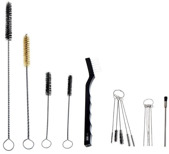 Set di spazzole di pulizia 17 pezzi - Spazzola di alta qualità - Manico in plastica - Flessibile - Ideale per airbrush e tatuaggio - Occhio per la conservazione - Spazzola di pulizia