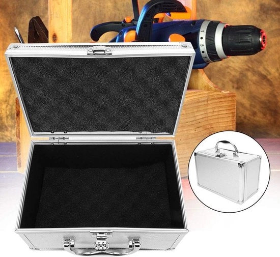 Cassa degli strumenti robusta - Portatile - In alluminio - 230 x 150 x 125 mm - Rivestimento in gomma - Leggera - Cassa degli strumenti