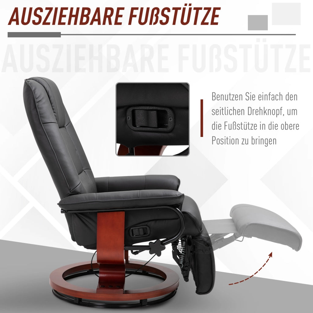 Poltrona Relax Massaggiante Reclinabile 360' Girevole ¨C zephmum ¨C Pelle Nera 78x87x100 cm