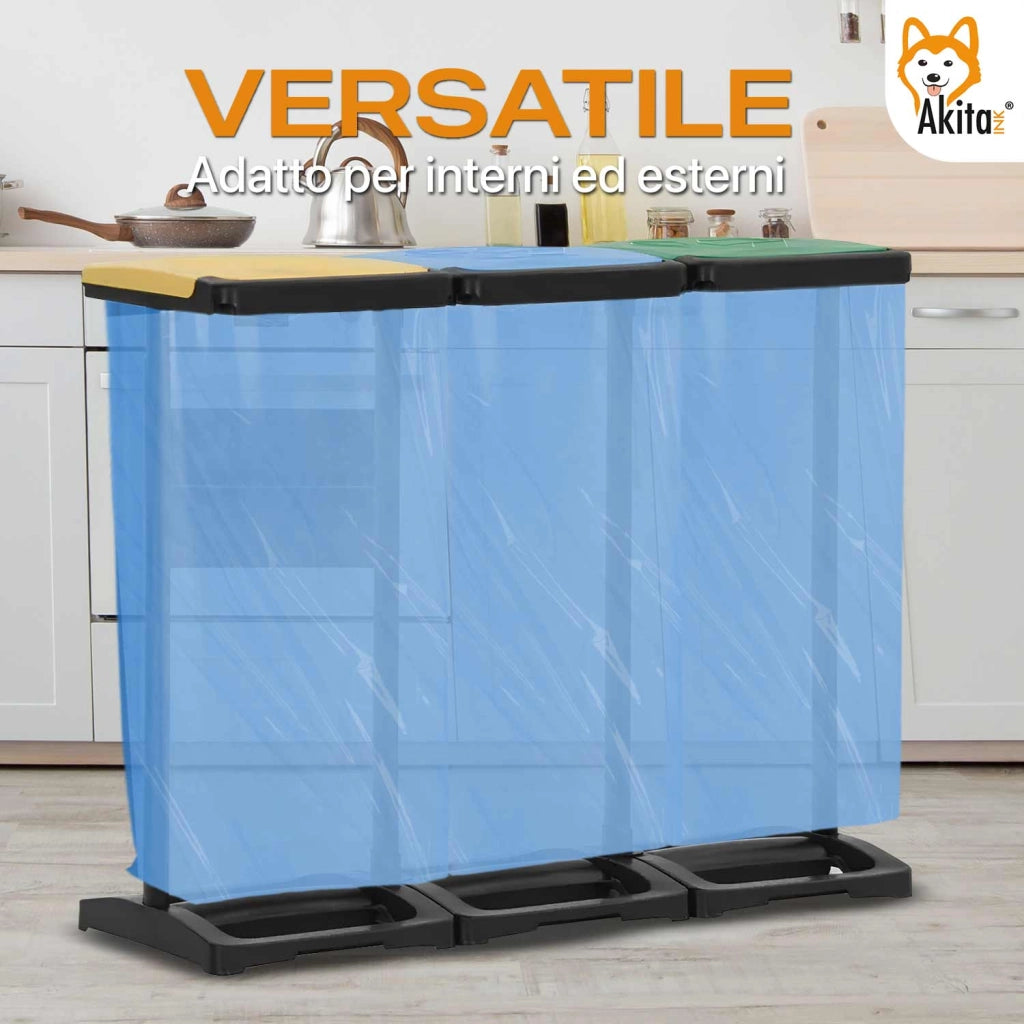Portasacchi Differenziata 330L Akitaink 3 Scomparti
