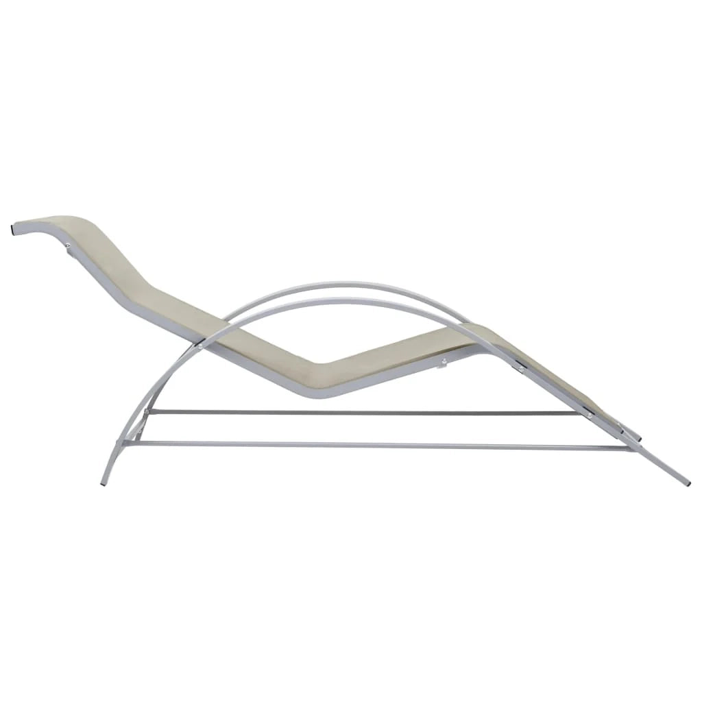 Set di 2 lettini prendisole sedie a sdraio lettini prendisole aiuole da giardino mobili da giardino con tavolo alluminio crema 02_0012073