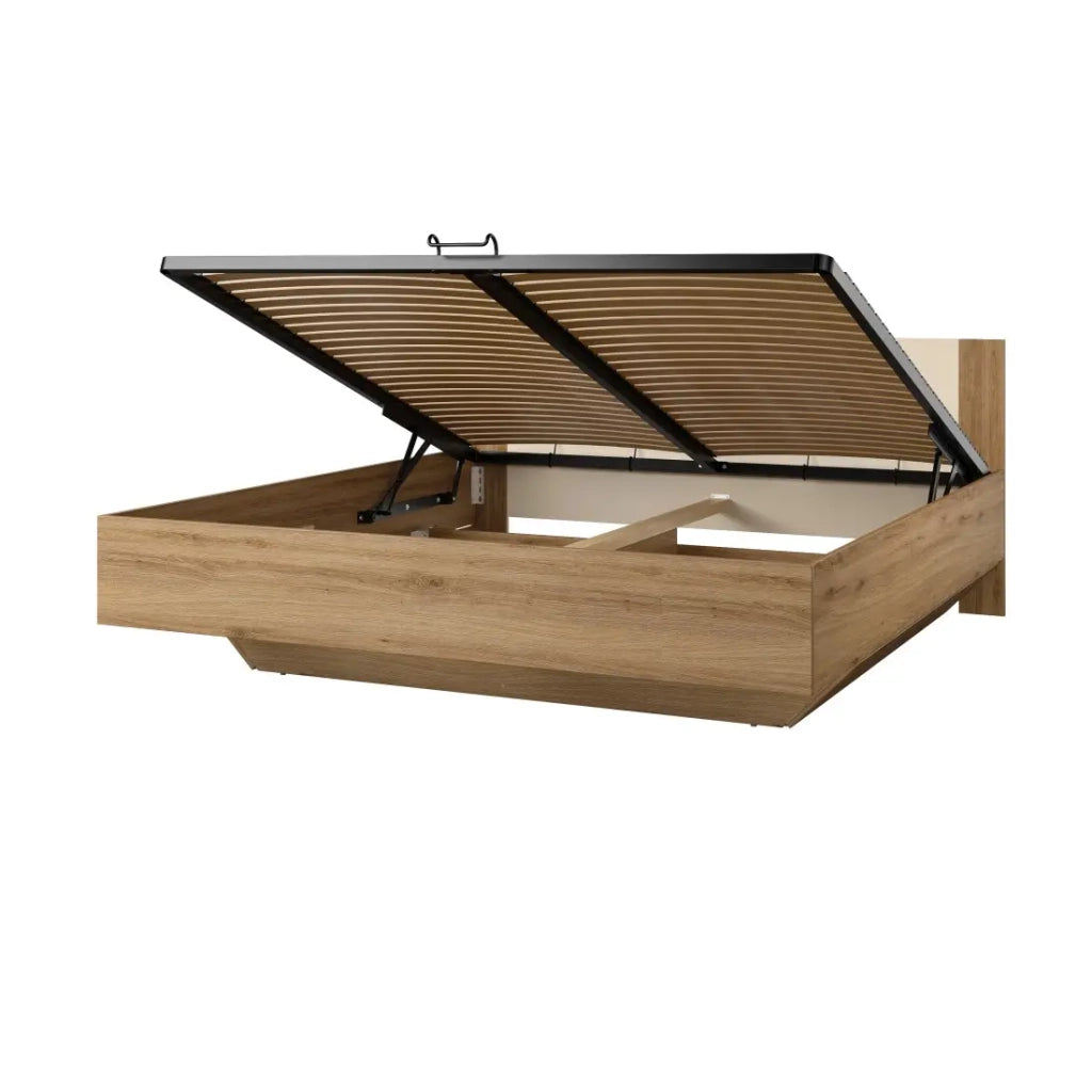 Camera completa VERTIGO – Letto contenitore 180x200, 2 comodini, armadio 4 porte + cornice design