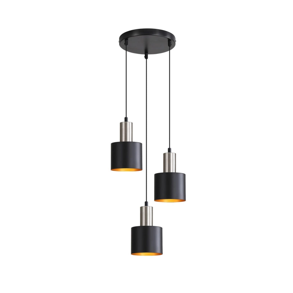 Lampada a sospensione ZMH da tavolo da pranzo E27 lampada a sospensione vintage 3 lampadine oro nero