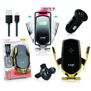 Trade Shop - Kit Caricabatteria Wireless 3 In 1 Per Auto Universale Adattatore Cavi Jjt-877 -