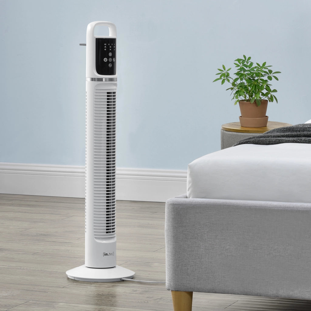 Ventilatore a Torre 82 cm con Telecomando e Timer Modalitá Oscillante Motore da 40W - Bianco