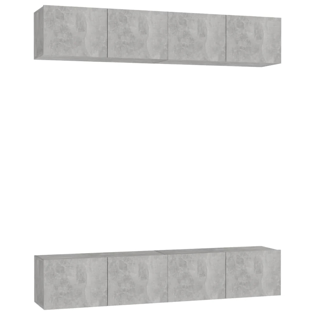 Mobile TV multimediale scaffale TV credenza mobile TV sala da pranzo soggiorno camera da letto 4 pezzi 80 x 30 x 30 cm legno ingegnerizzato grigio 02_0028718