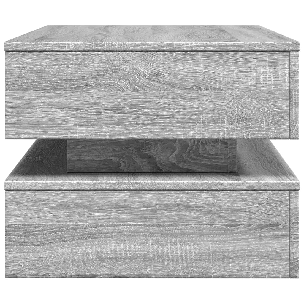 Tavolino da Soggiorno con Luci LED-Tavolino da Salotto-Tavolo Grigio Sonoma 90x50x40 cm 552429