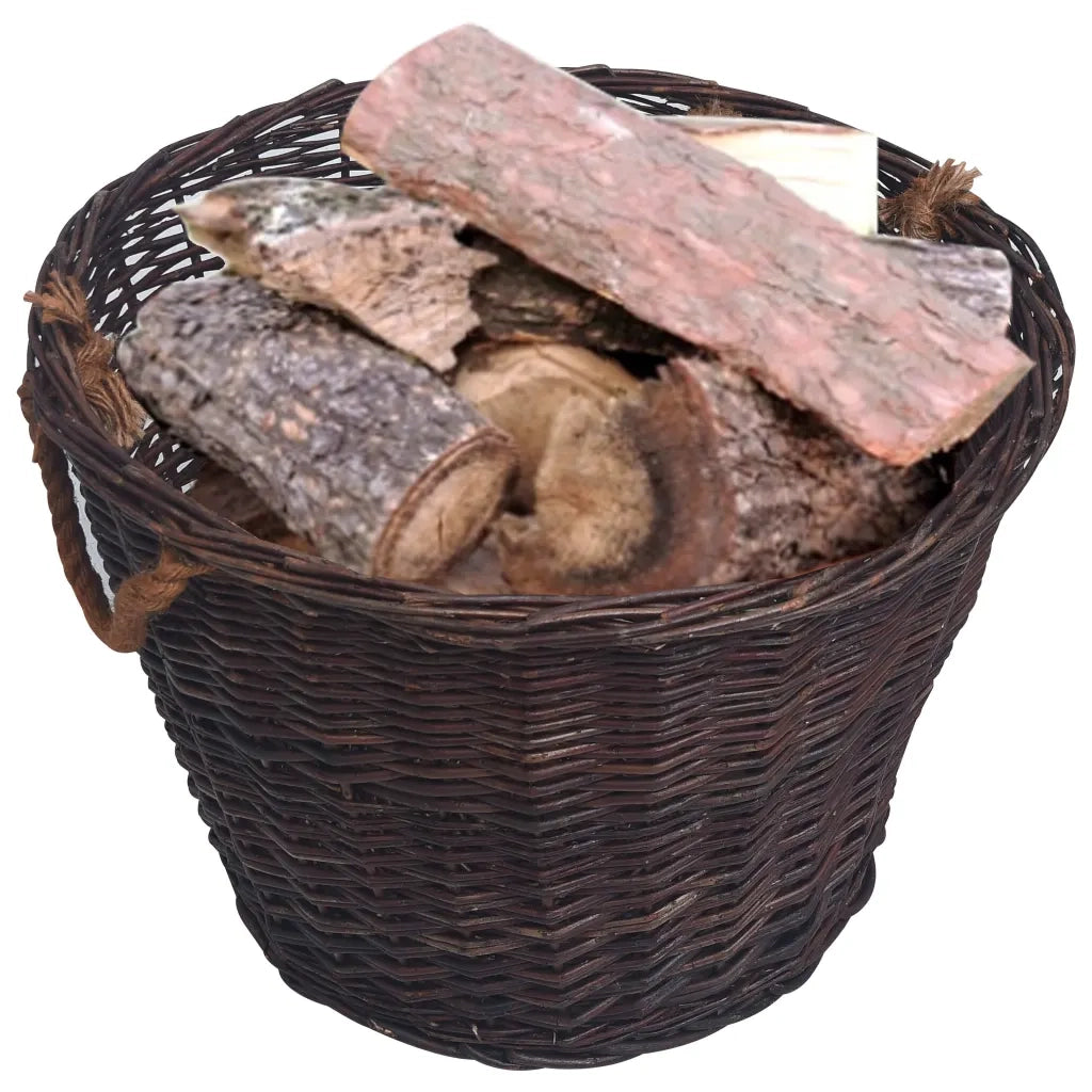 Set Cestini Portalegna Impilabili 3 pz-Cesta Legna da Ardere Marrone Scuro in Salice
