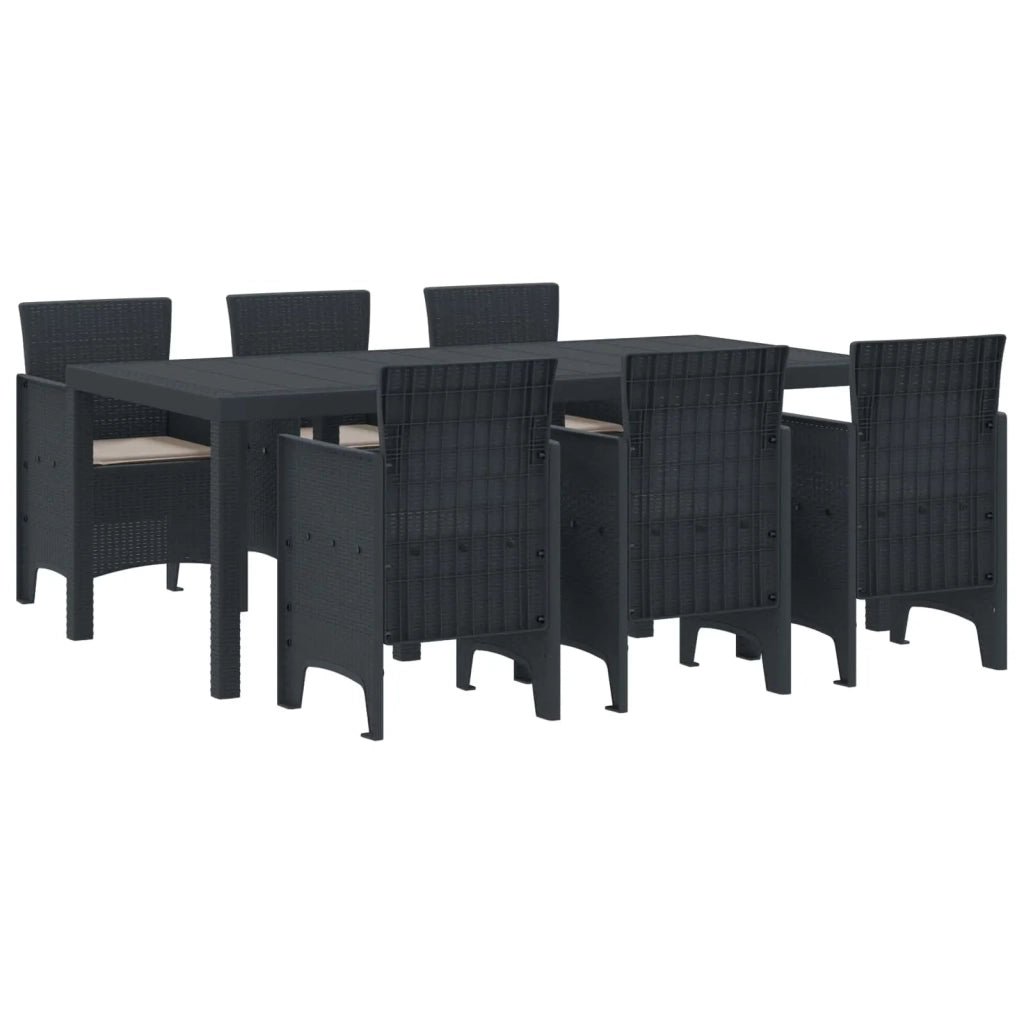 Set da Pranzo per Giardino 7 pcs Antracite Polipropilene 3378713