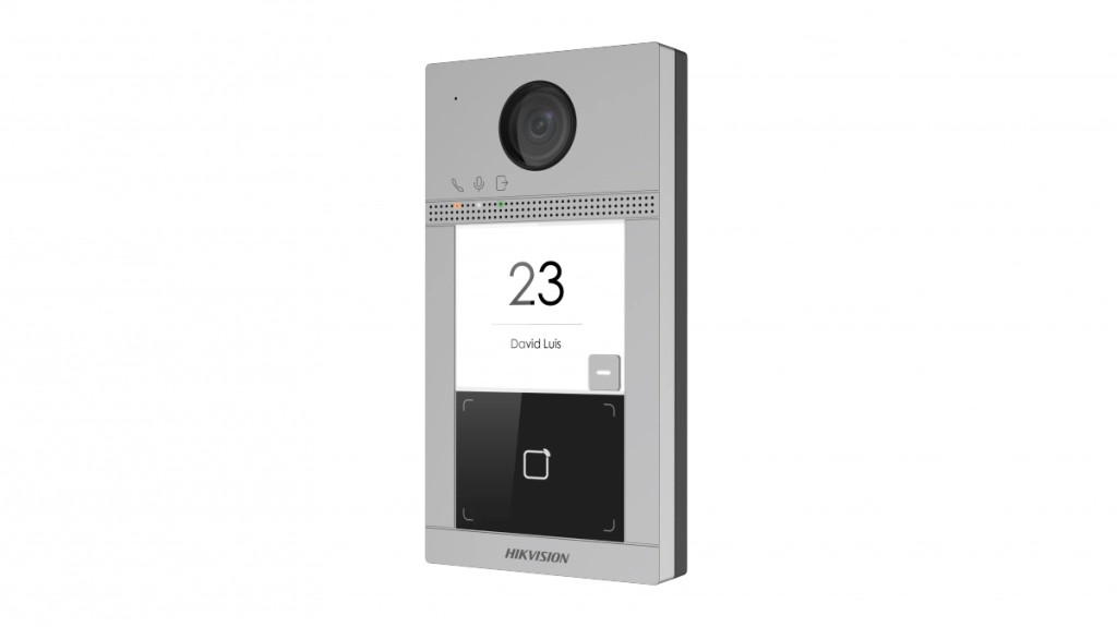 Kit videocitofono IP Hikvision DS-KIS604-P 2 Mpx con lettore mifare per sblocco serratura DS-KIS604