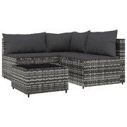 Set Divani da Giardino 4 pz | Set Salotto da Giardino con Cuscini in Polyrattan Grigio