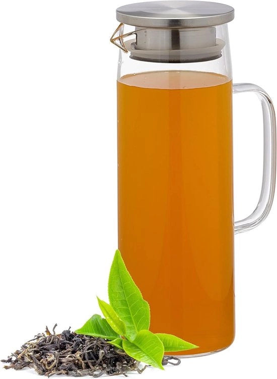 Acqua 12 litri con coperchio - ideale per acqua, succo, limonata e tè freddo - inclusa setaccio - trasparente/argento