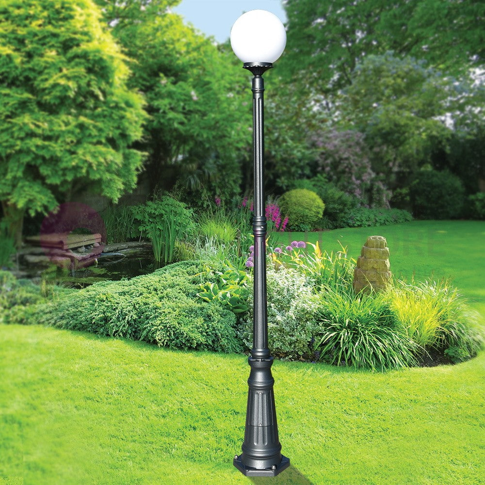 ORIONE ANTRACITE Lampione h. 208 per Esterno Giardino con sfera globo policarbonato d.25 GARDENLIGHT