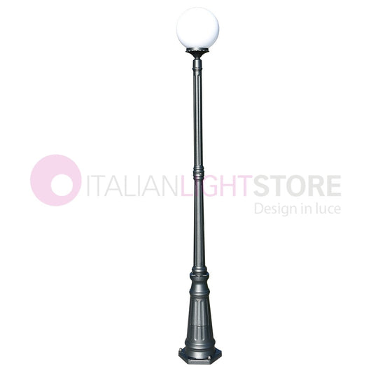 ORIONE ANTRACITE Lampione h. 208 per Esterno Giardino con sfera globo policarbonato d.25 GARDENLIGHT