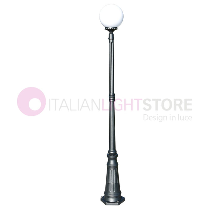 ORIONE ANTRACITE Lampione h. 208 per Esterno Giardino con sfera globo policarbonato d.25 GARDENLIGHT